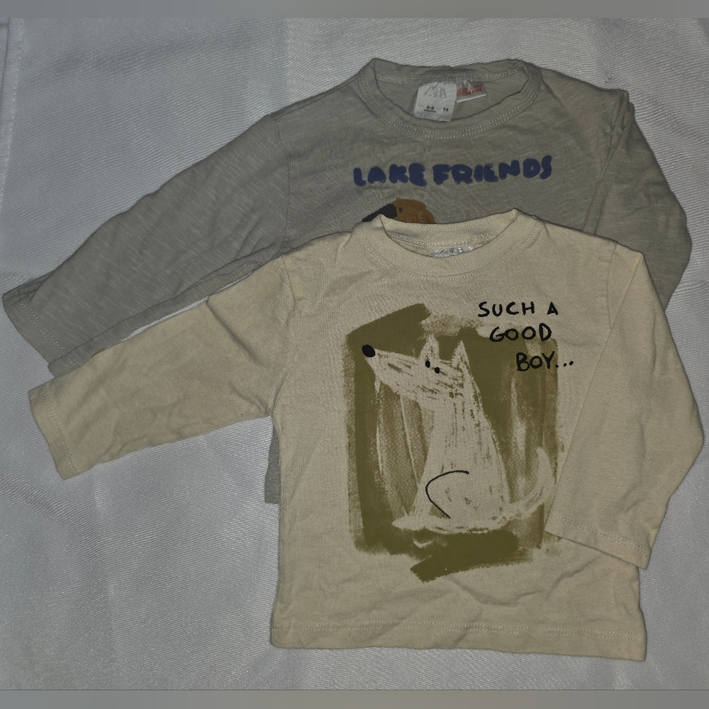 Zara Kids Long Sleeve Tees - Gray and Cream BUNDLE